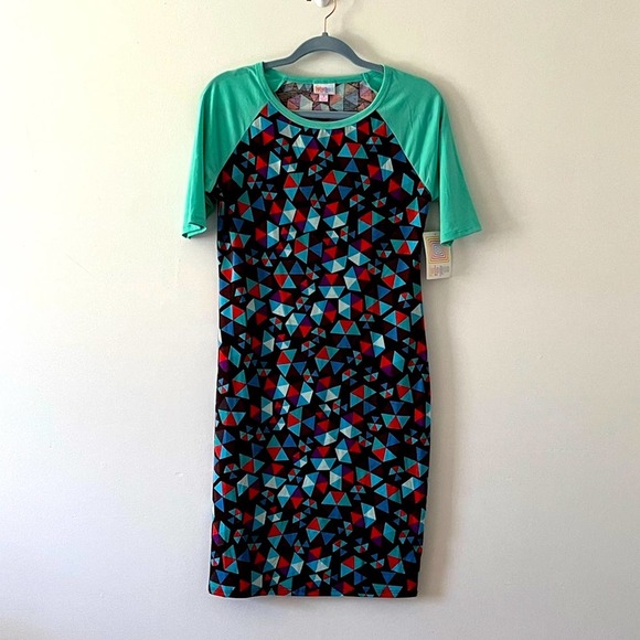 LuLaRoe NWT Julia Raglan Geometric Print Dress Small - Picture 1 of 11